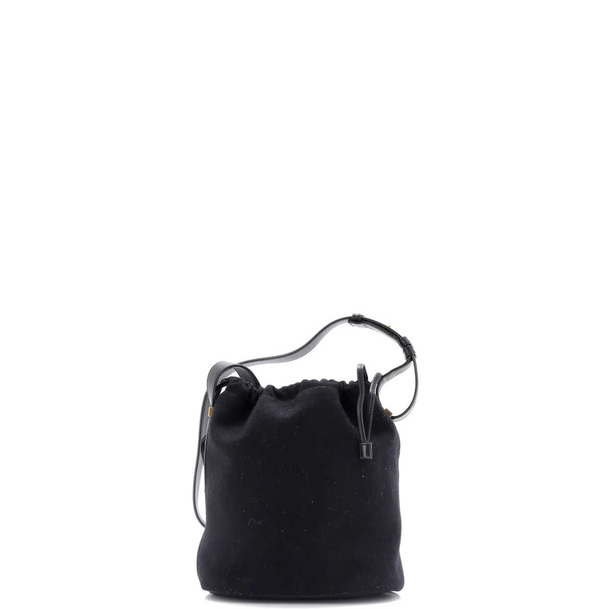 Rive Gauche Drawstring Bucket Bag Embroidered Wool - Deep Luxury