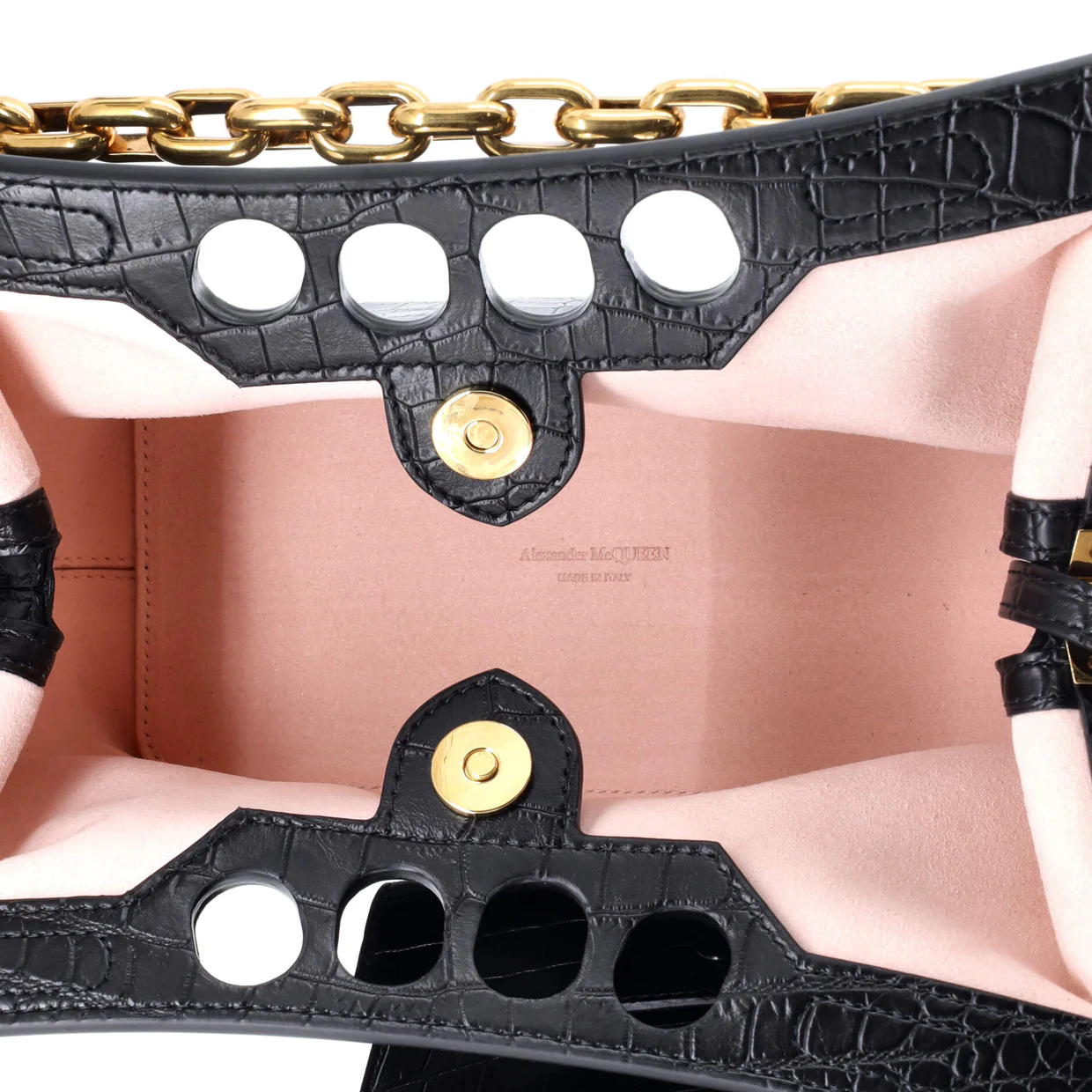 The Peak Chain Shoulder Bag Crocodile Embossed Leather Mini - Deep Luxury