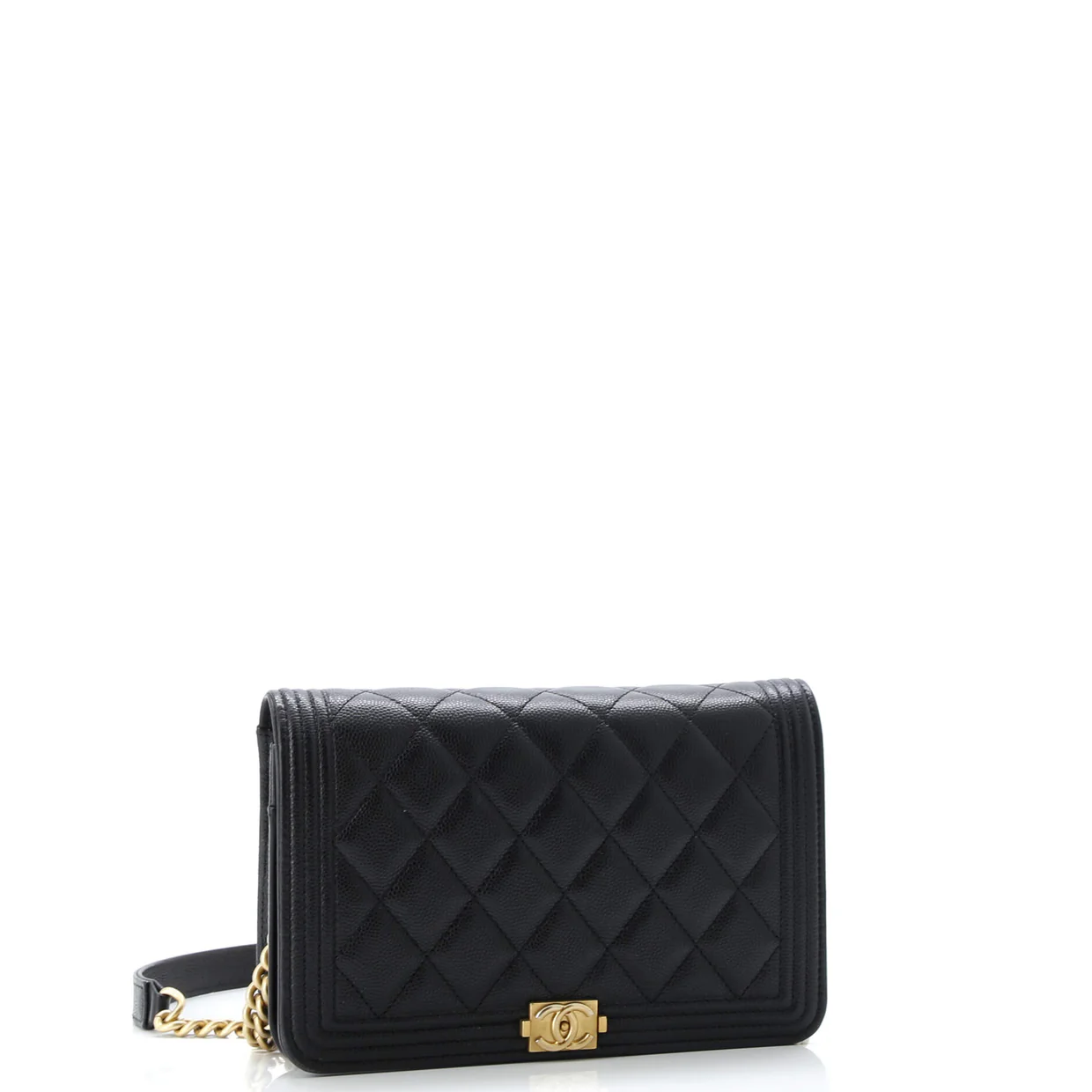 Boy Wallet on Chain Quilted Caviar - Deep Luxury