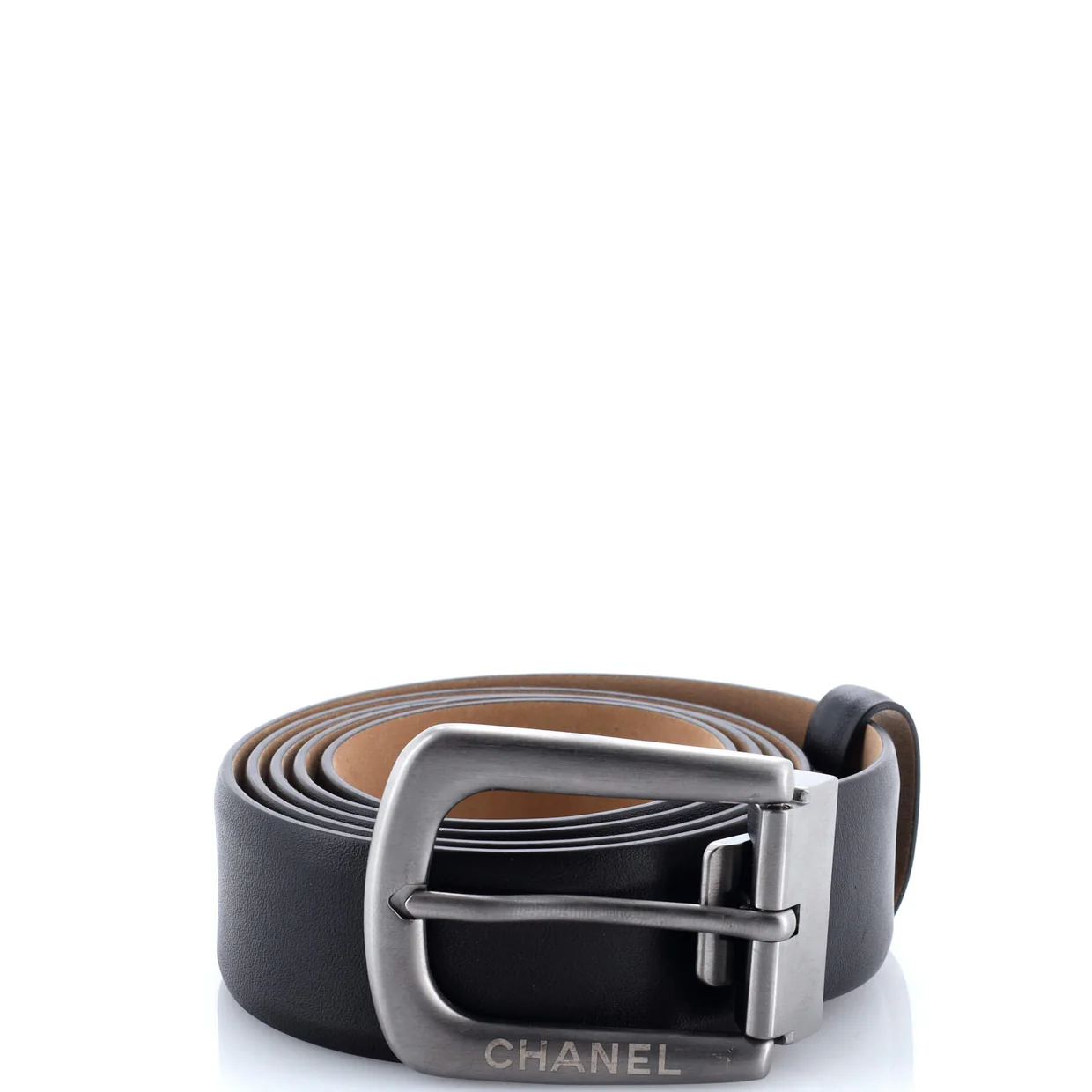 Buckle Belt CC Embossed Leather Thin - Deep Luxury
