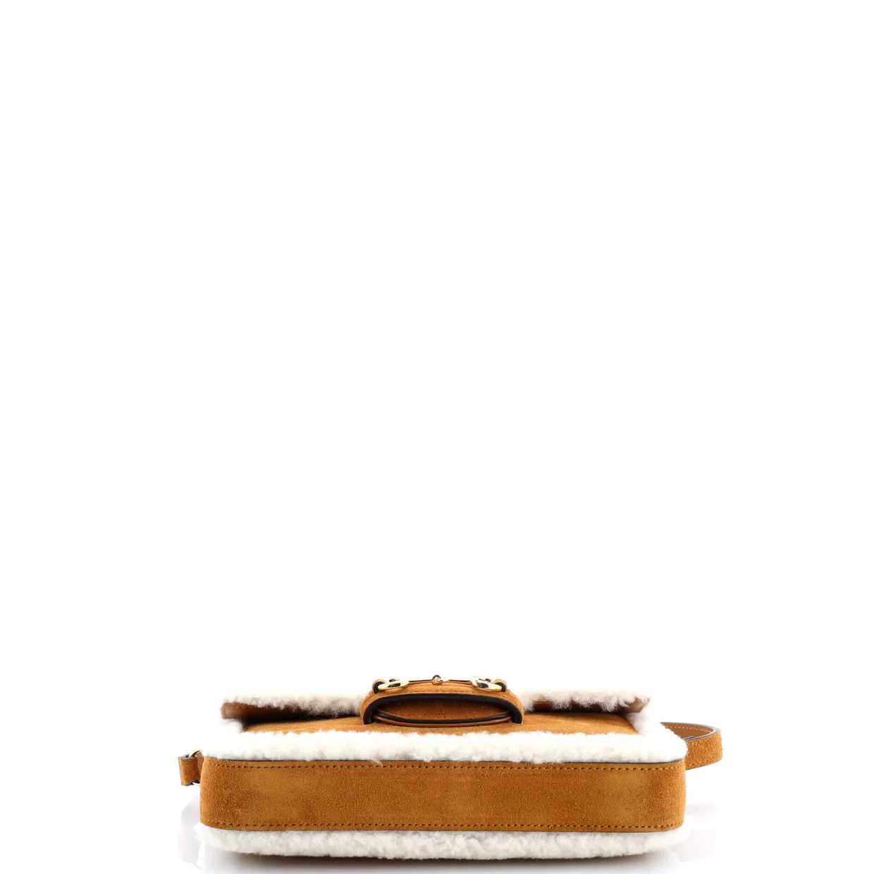 Horsebit 1955 Shoulder Bag Suede with Shearling Mini - Deep Luxury