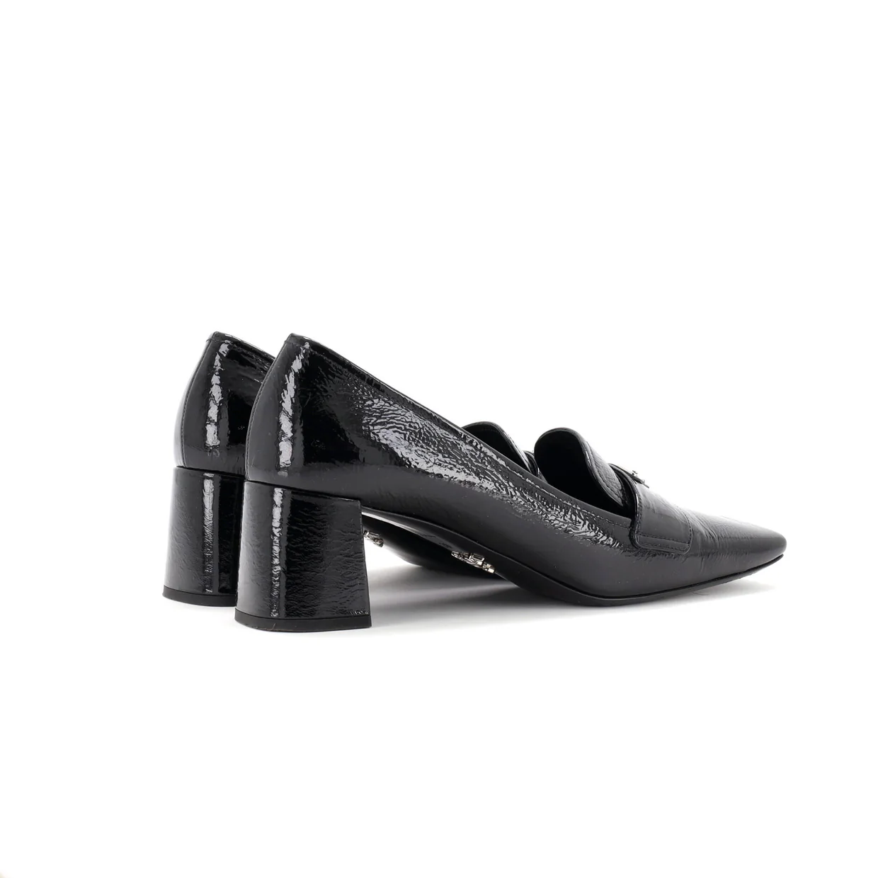 Women's Triangle Logo Heeled Pumps Patent - Deep Luxury