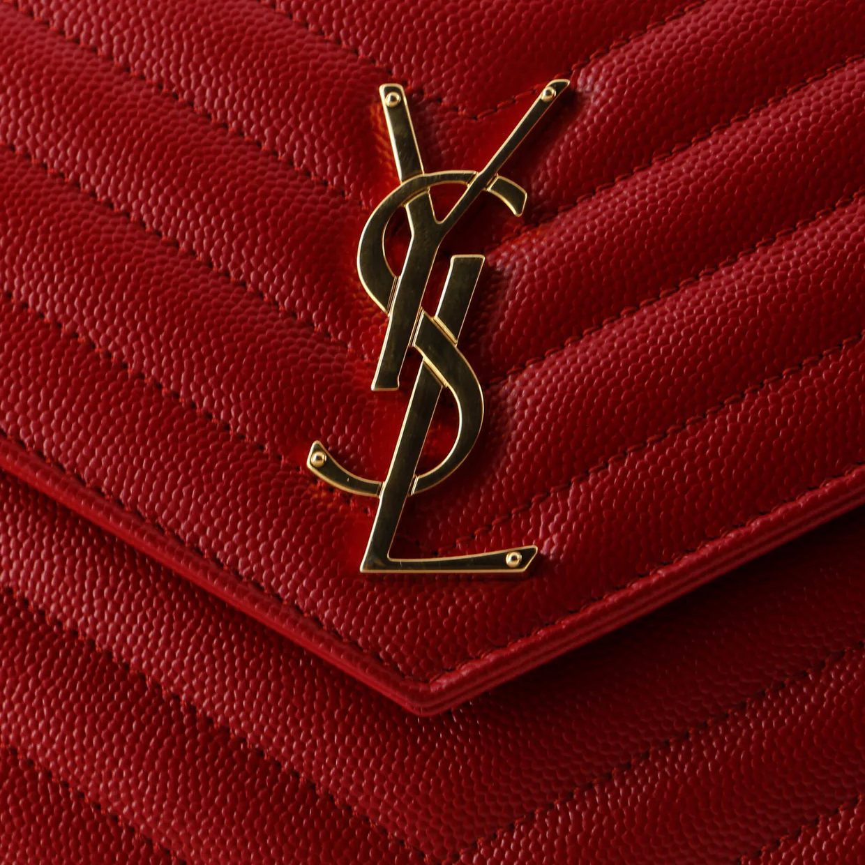 Classic Monogram Wallet on Chain Matelasse Chevron Leather Medium - Deep Luxury