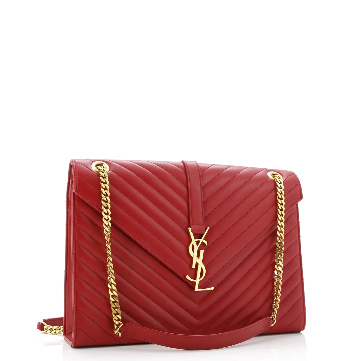 Classic Monogram Envelope Satchel Matelasse Chevron Leather Large - Deep Luxury
