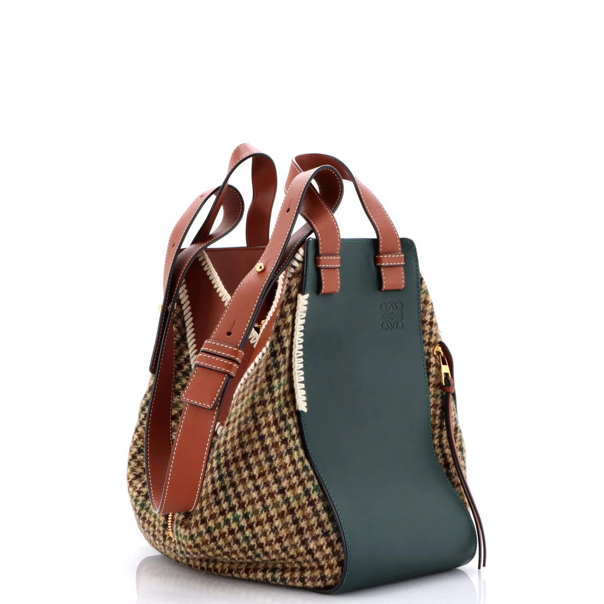 Hammock Bag Leather and Tweed Small - Deep Luxury