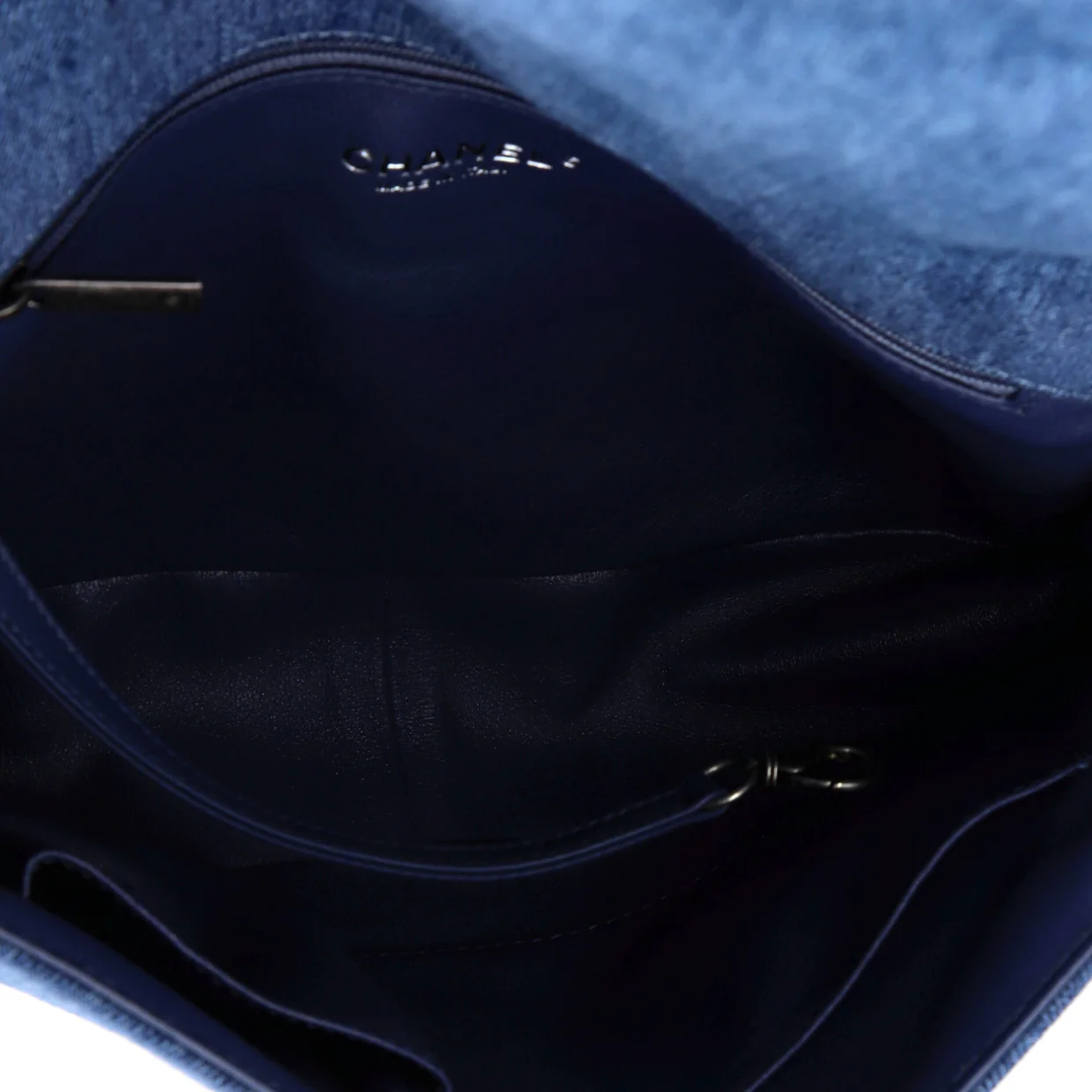 Boy Flap Bag Quilted Denim Large - Deep Luxury