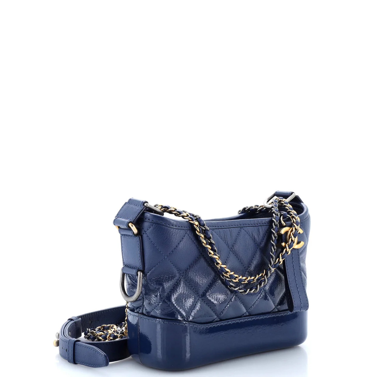 Gabrielle Hobo Quilted Goatskin and Patent Small - Deep Luxury
