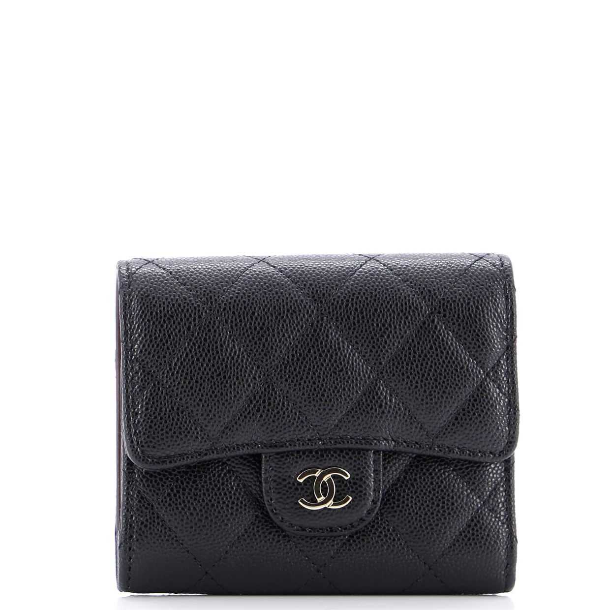 CC Compact Classic Flap Wallet Quilted Caviar - Deep Luxury