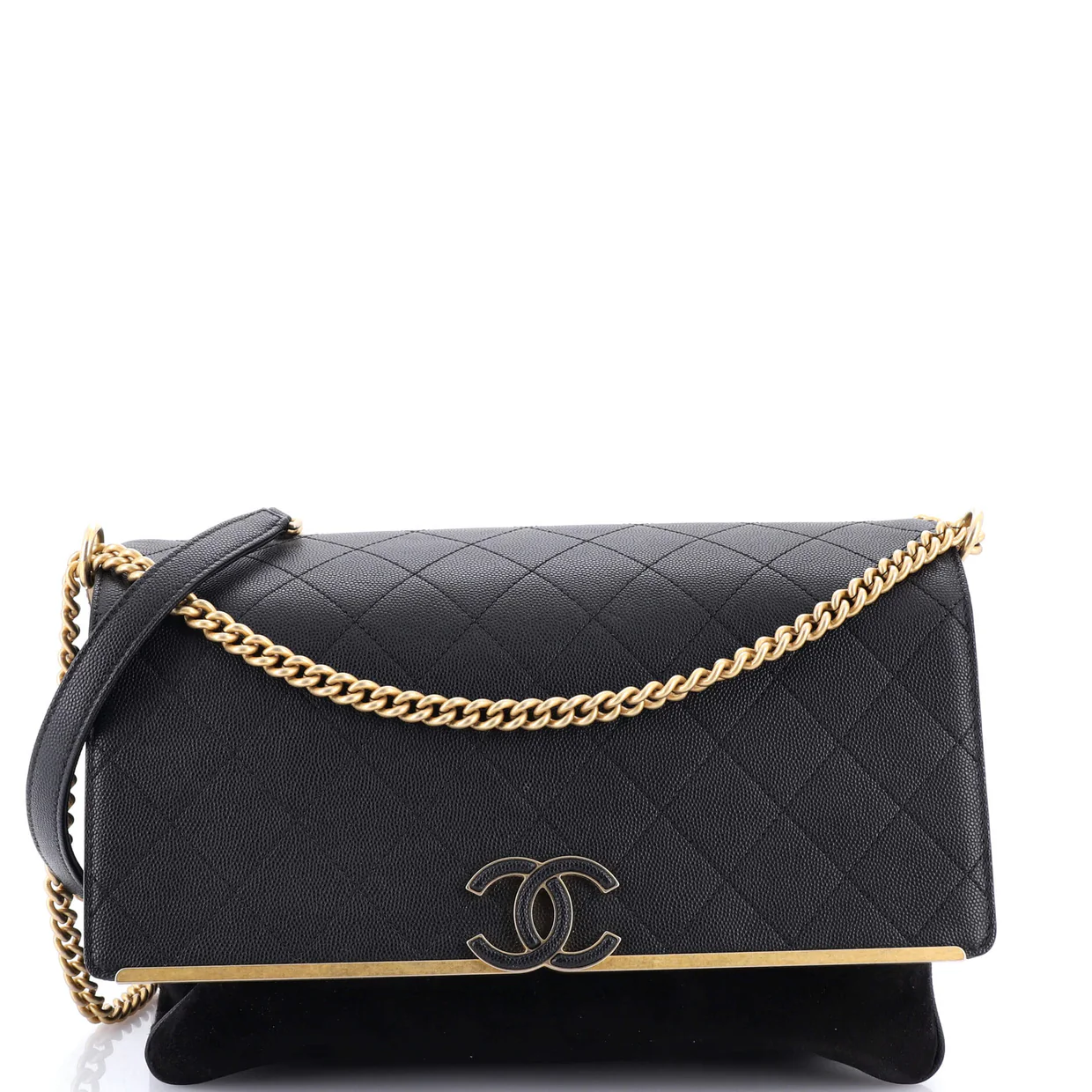 Lady Coco Flap Bag Quilted Caviar and Suede Medium - Deep Luxury