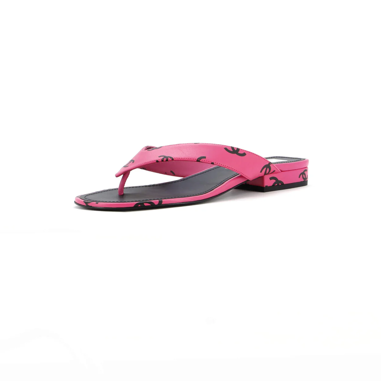 Women's CC Logo Thong Sandals Leather - Deep Luxury