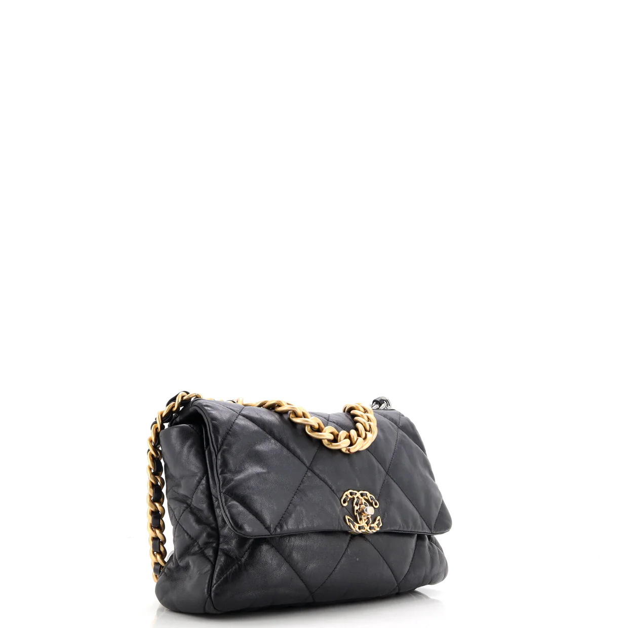 19 Flap Bag Quilted Leather Large - Deep Luxury