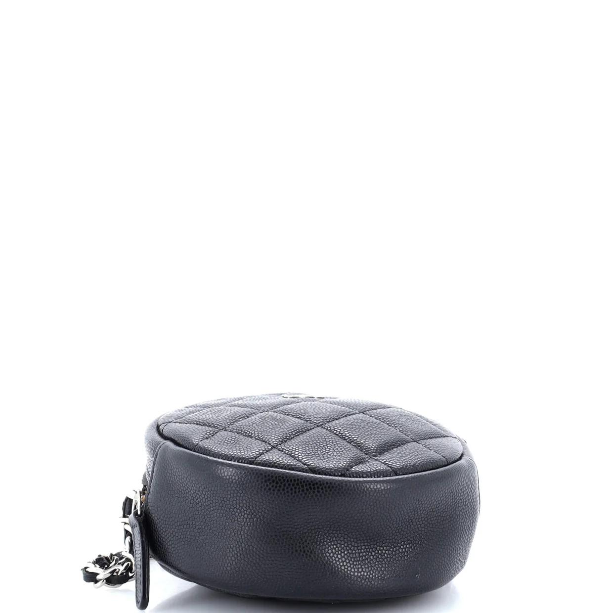 Round Clutch with Chain Quilted Iridescent Caviar Mini - Deep Luxury
