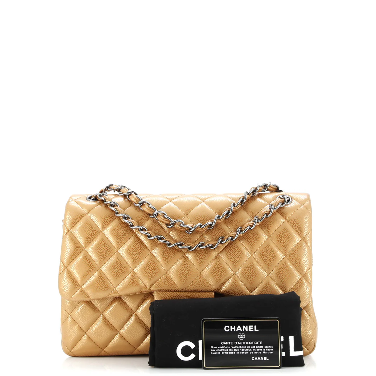 Classic Double Flap Bag Quilted Metallic Caviar Jumbo - Deep Luxury