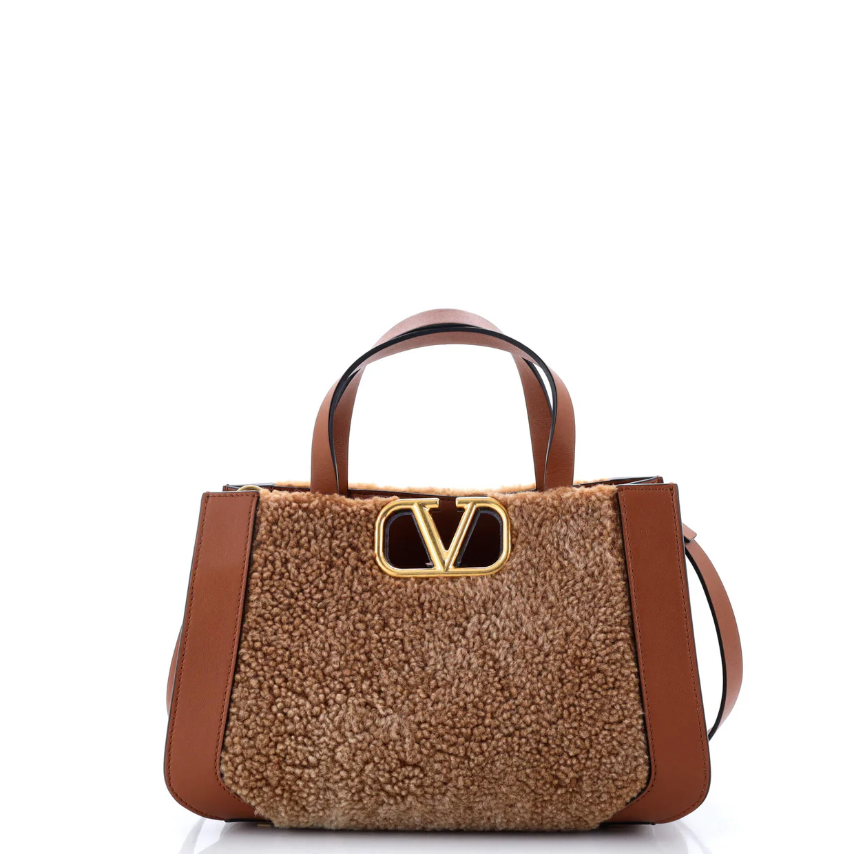 VLogo Shopper Tote Shearling and Leather Mini - Deep Luxury