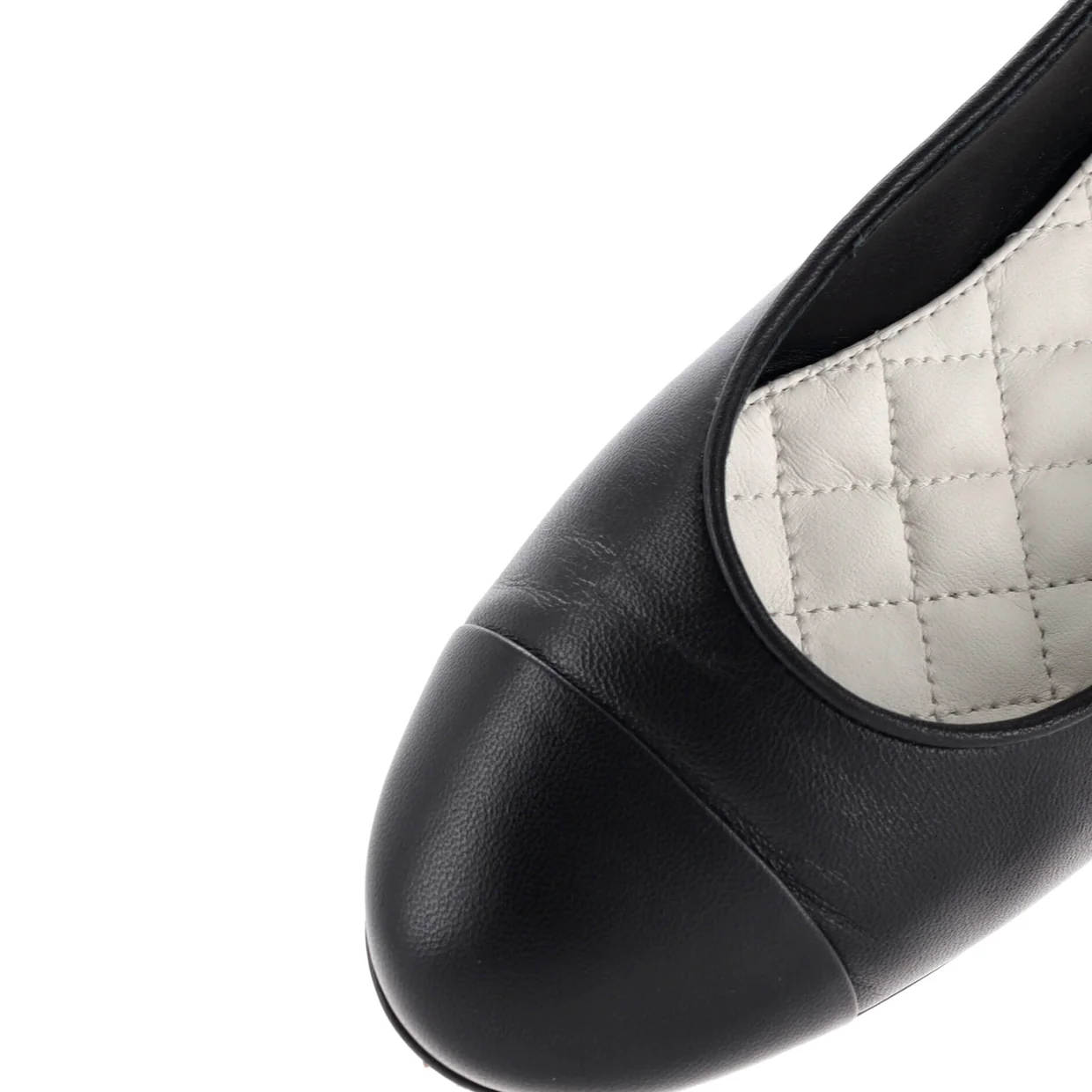Women's Cap Toe Ankle Chain Ballerina Flats Leather with Faux Pearls - Deep Luxury