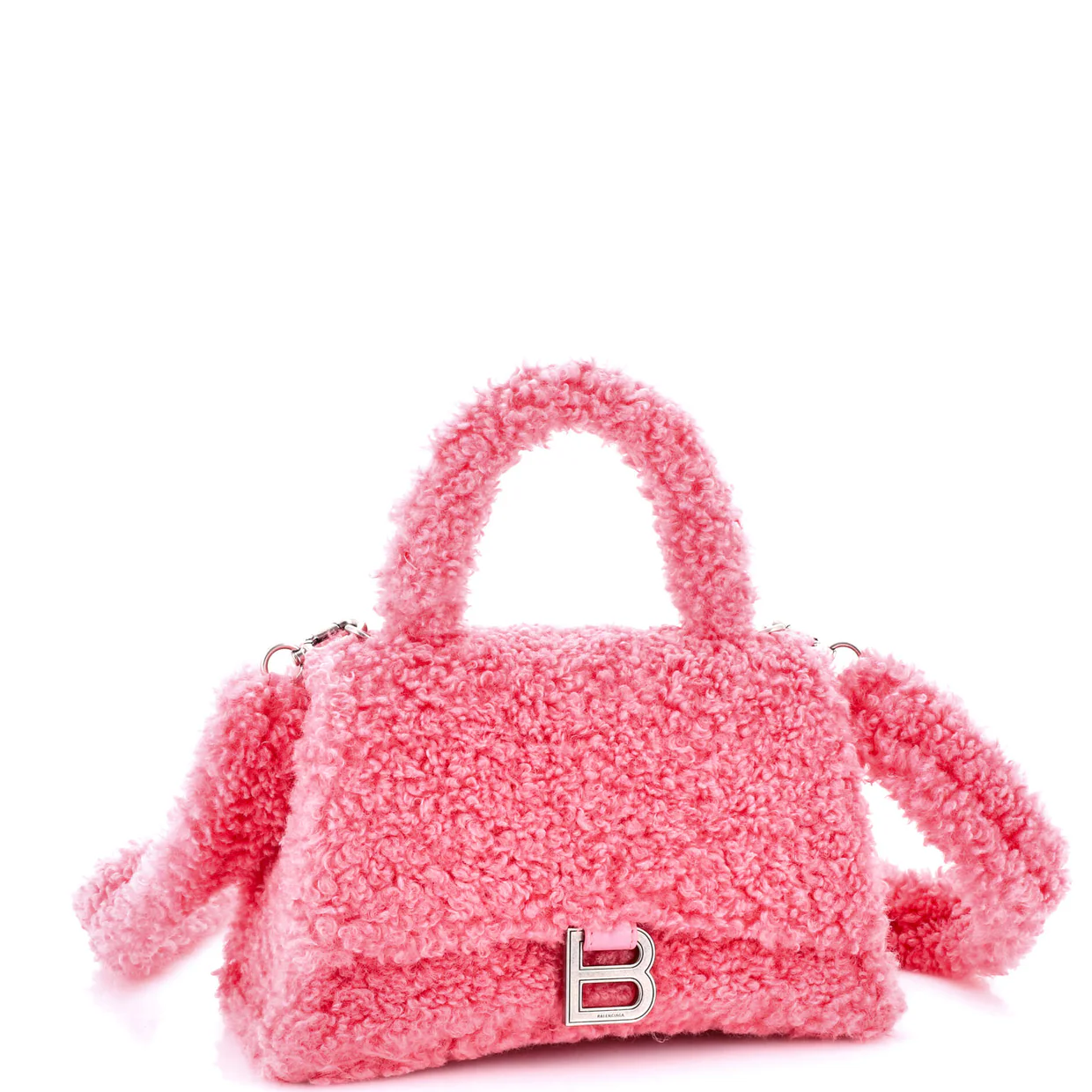 Fluffy Hourglass Top Handle Bag Faux Fur Small - Deep Luxury