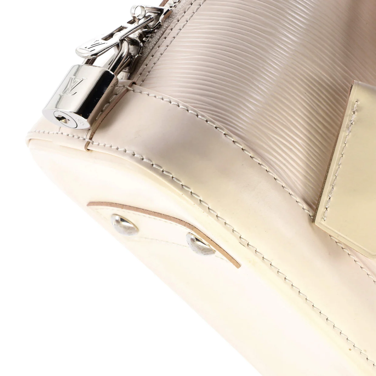 Alma Handbag Epi Leather with Logo Jacquard Strap BB - Deep Luxury