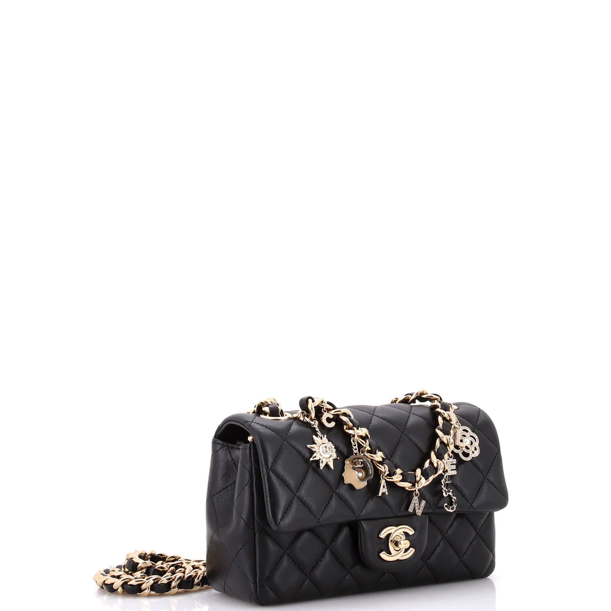 Coco Charms Classic Single Flap Bag Quilted Lambskin Mini - Deep Luxury