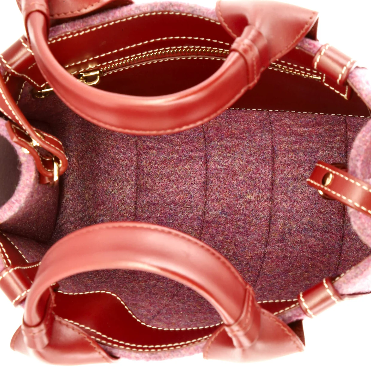 Woody Tote Recycled Felt with Leather Small - Deep Luxury