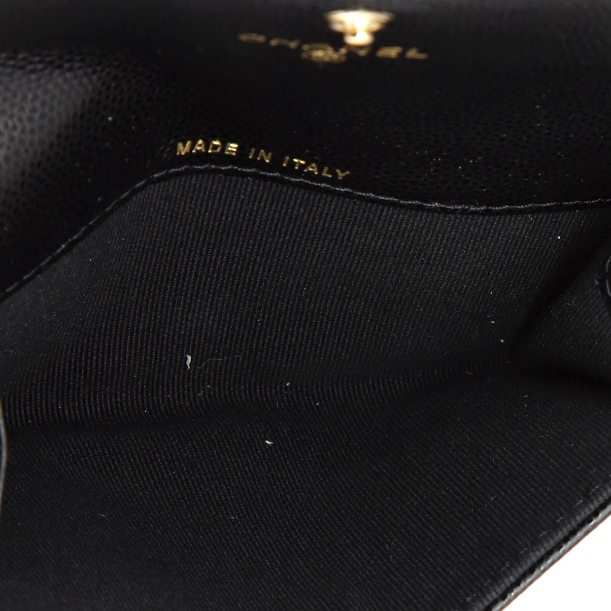 Crystal CC Flap Card Case Quilted Caviar - Deep Luxury