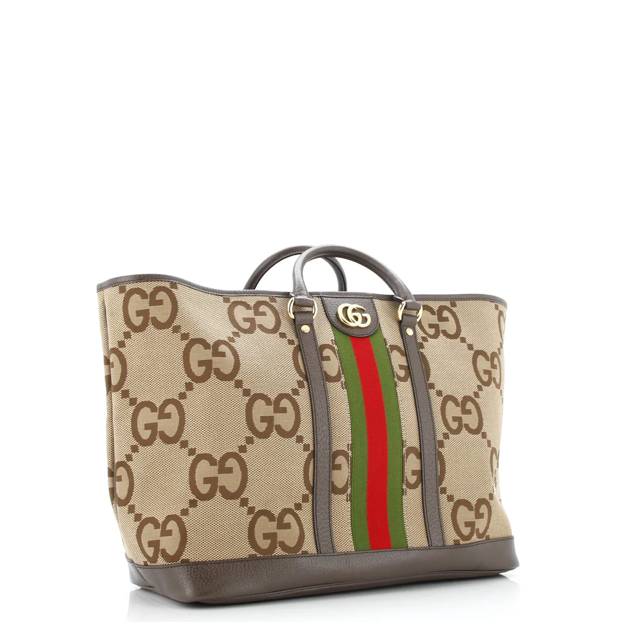 Ophidia Top Handle Shopping Tote Jumbo GG Canvas with Leather Medium - Deep Luxury