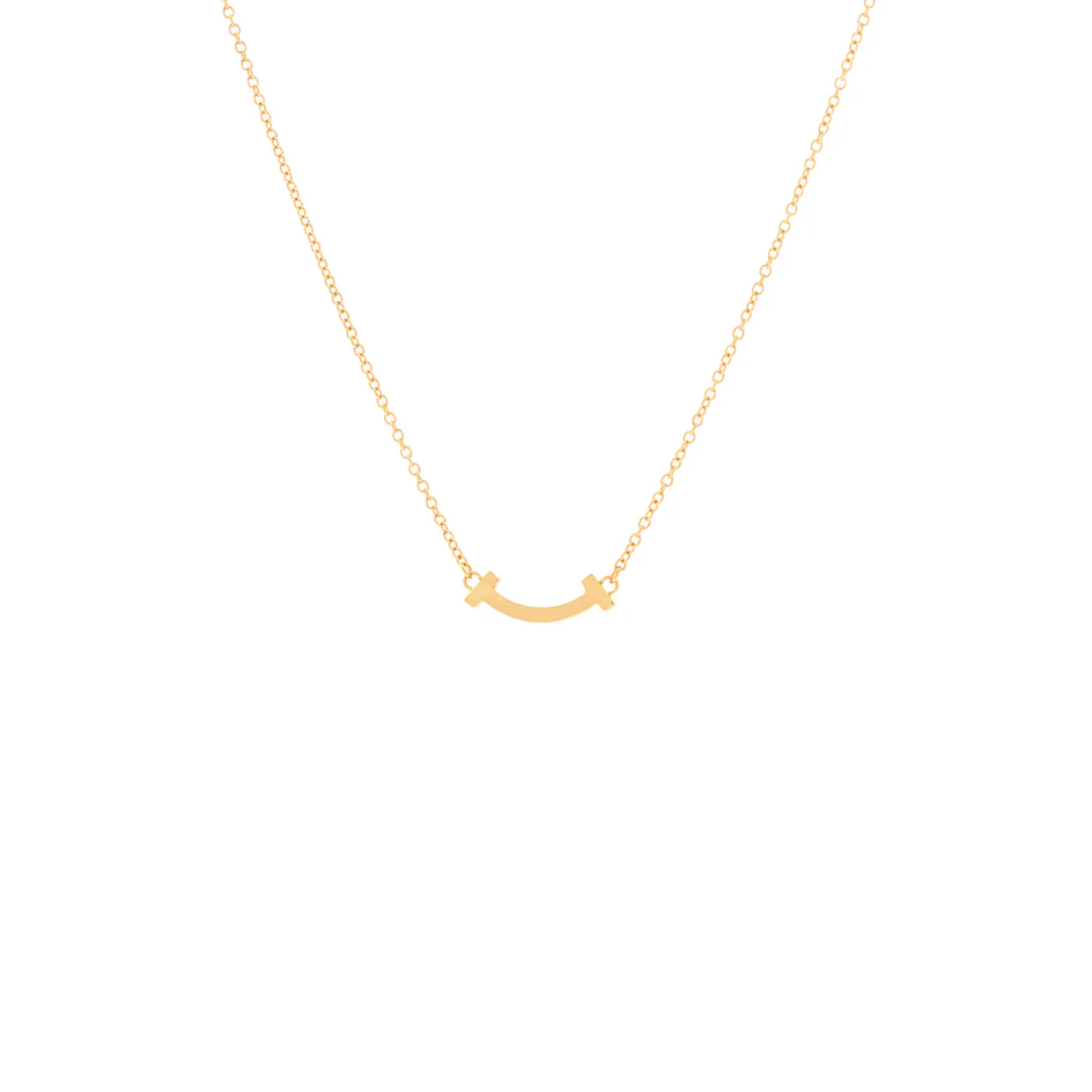 T Smile Pendant Necklace 18K Rose Gold Mini - Deep Luxury