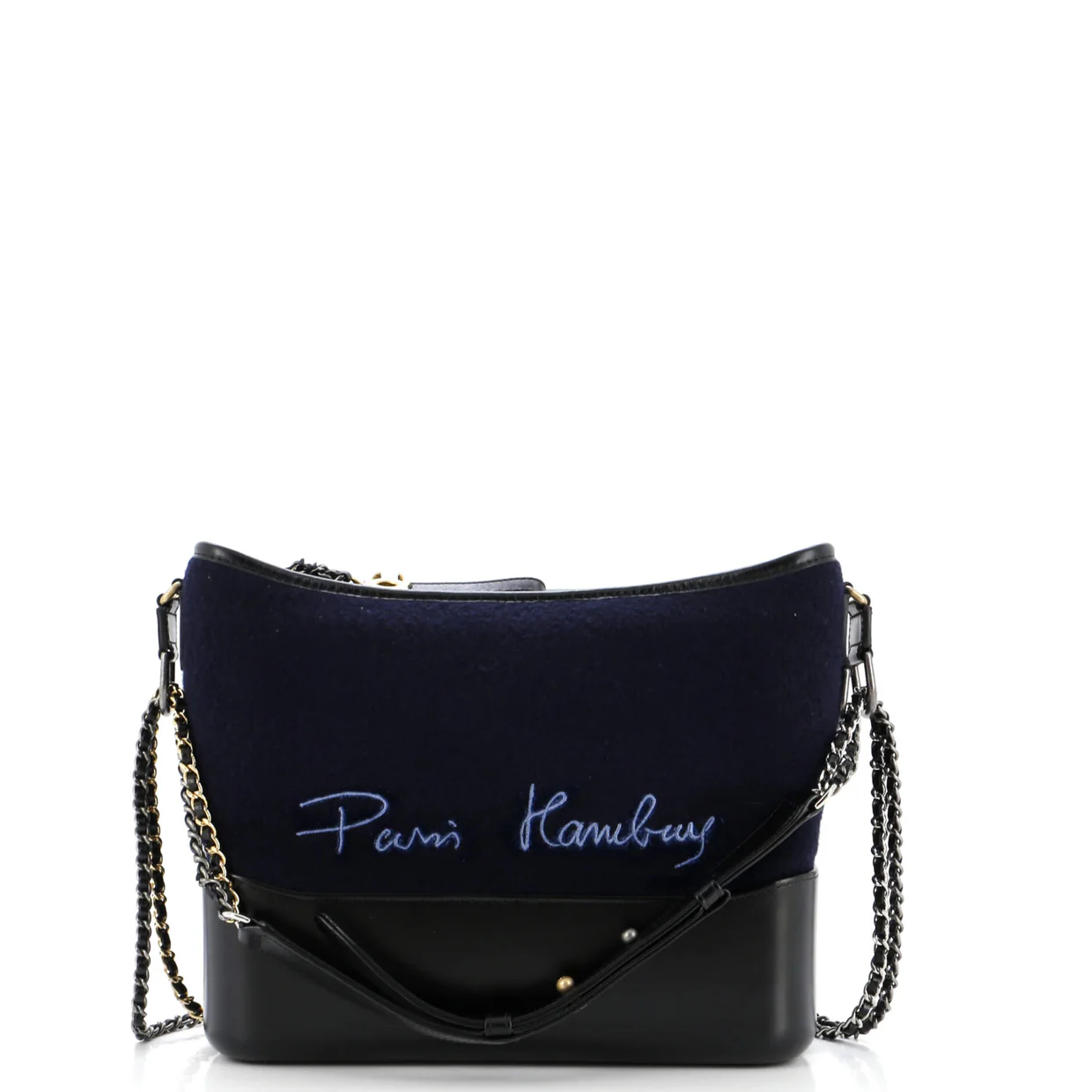 Paris-Hamburg Gabrielle Hobo Embroidered Wool and Calfskin Medium - Deep Luxury