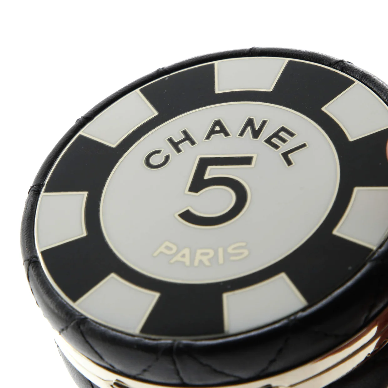 Poker Chip Clutch With Chain Quilted Lambskin with Enamel - Deep Luxury