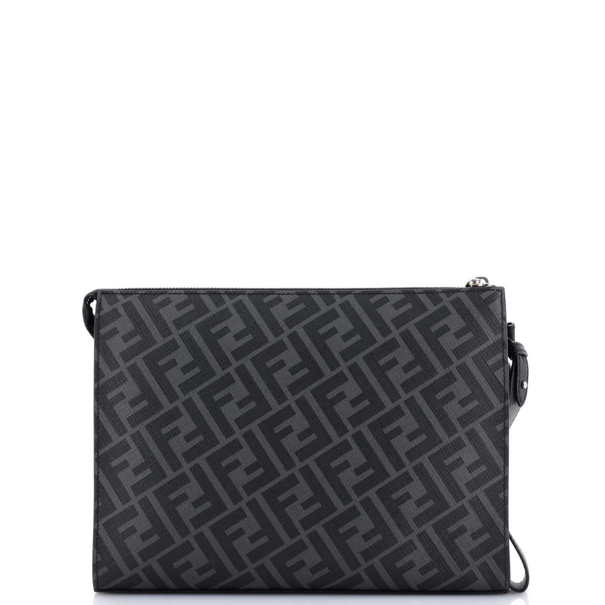 Zip Flat Wristlet Pouch Zucca Coated Canvas and Leather Medium - Deep Luxury