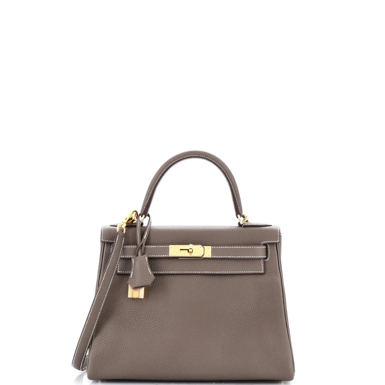 Kelly Handbag Grey Clemence with Gold Hardware 28 - Deep Luxury