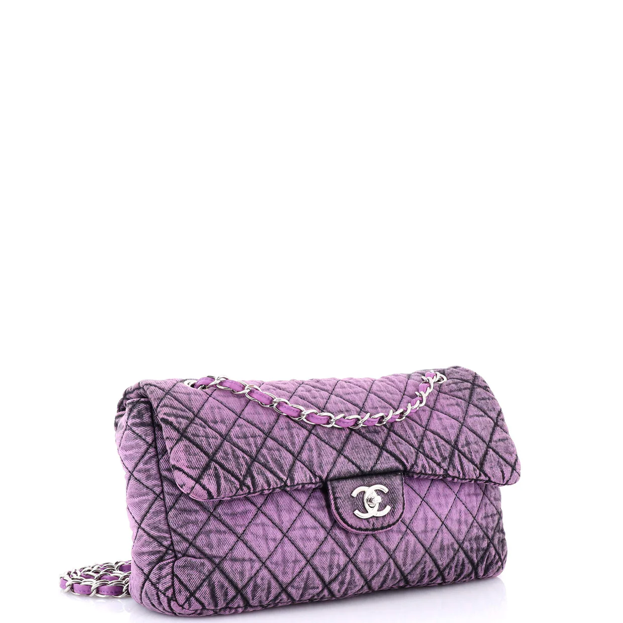 Denimpression Flap Bag Quilted Distressed Denim Medium - Deep Luxury