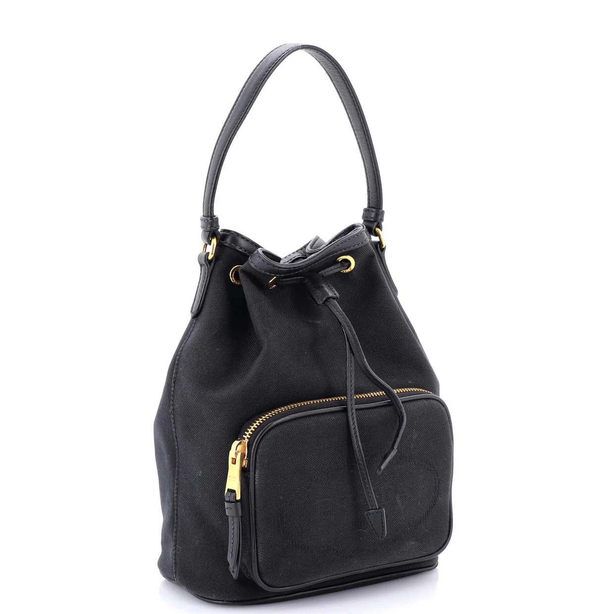 Logo Drawstring Bucket Bag Canvas - Deep Luxury