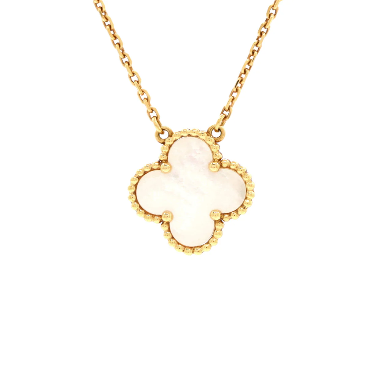 Vintage Alhambra Pendant Necklace 18K Yellow Gold and Mother of Pearl - Deep Luxury