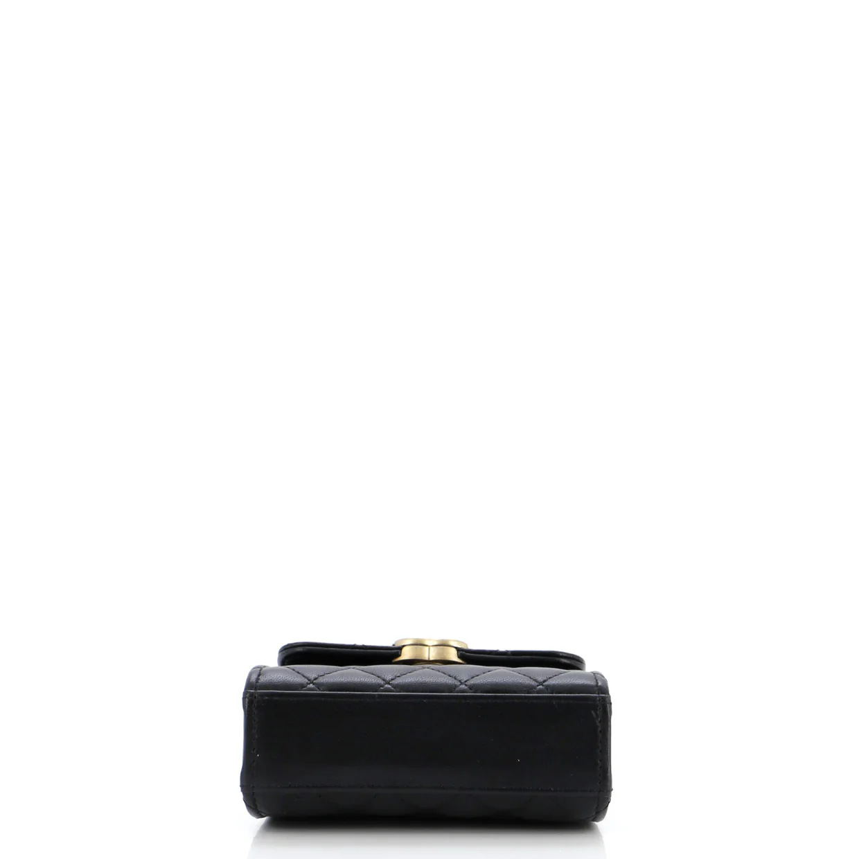 Coco Enamel Top Handle Flap Clutch with Chain Quilted Lambskin - Deep Luxury