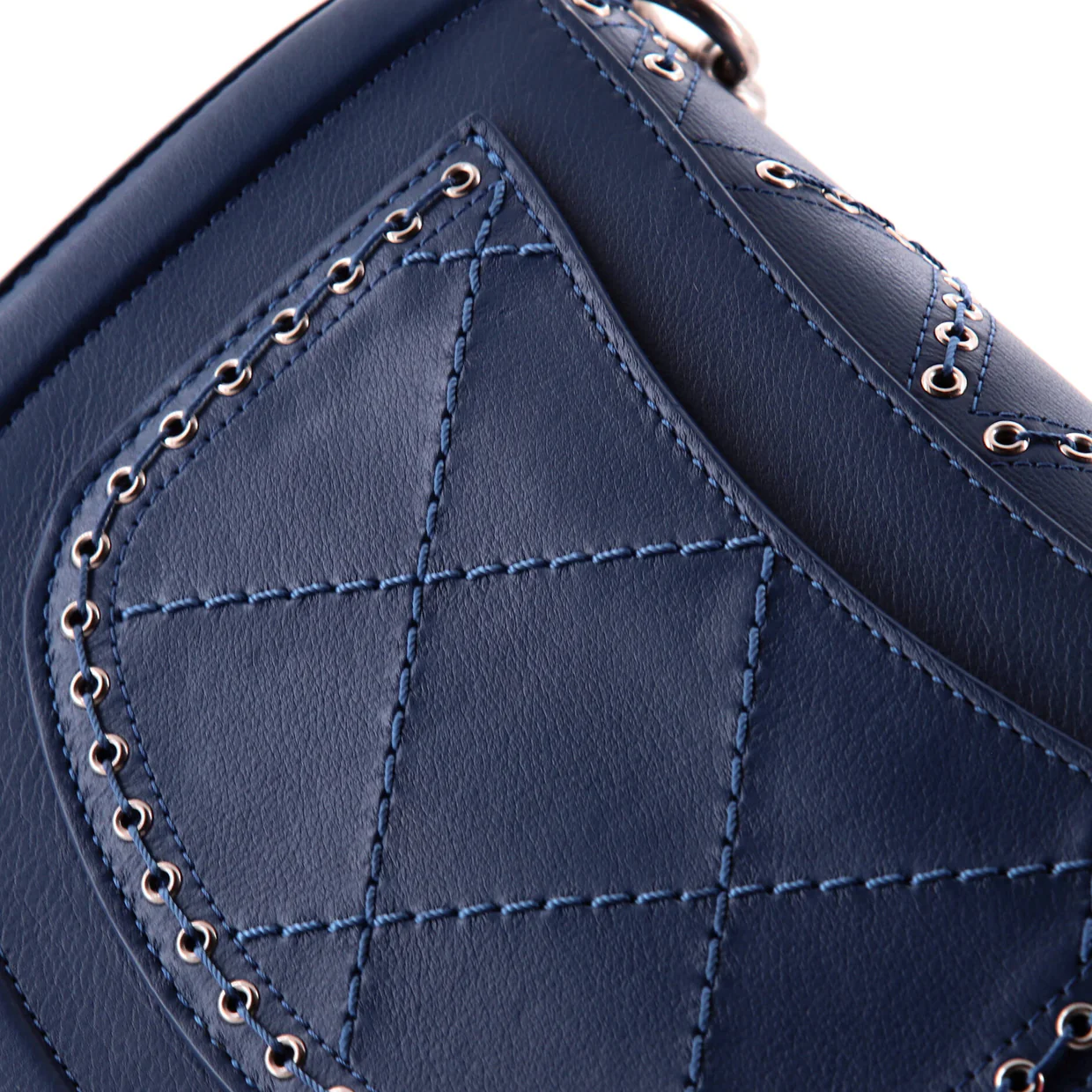 Coco Eyelets Round Flap Bag Quilted Calfskin Small - Deep Luxury