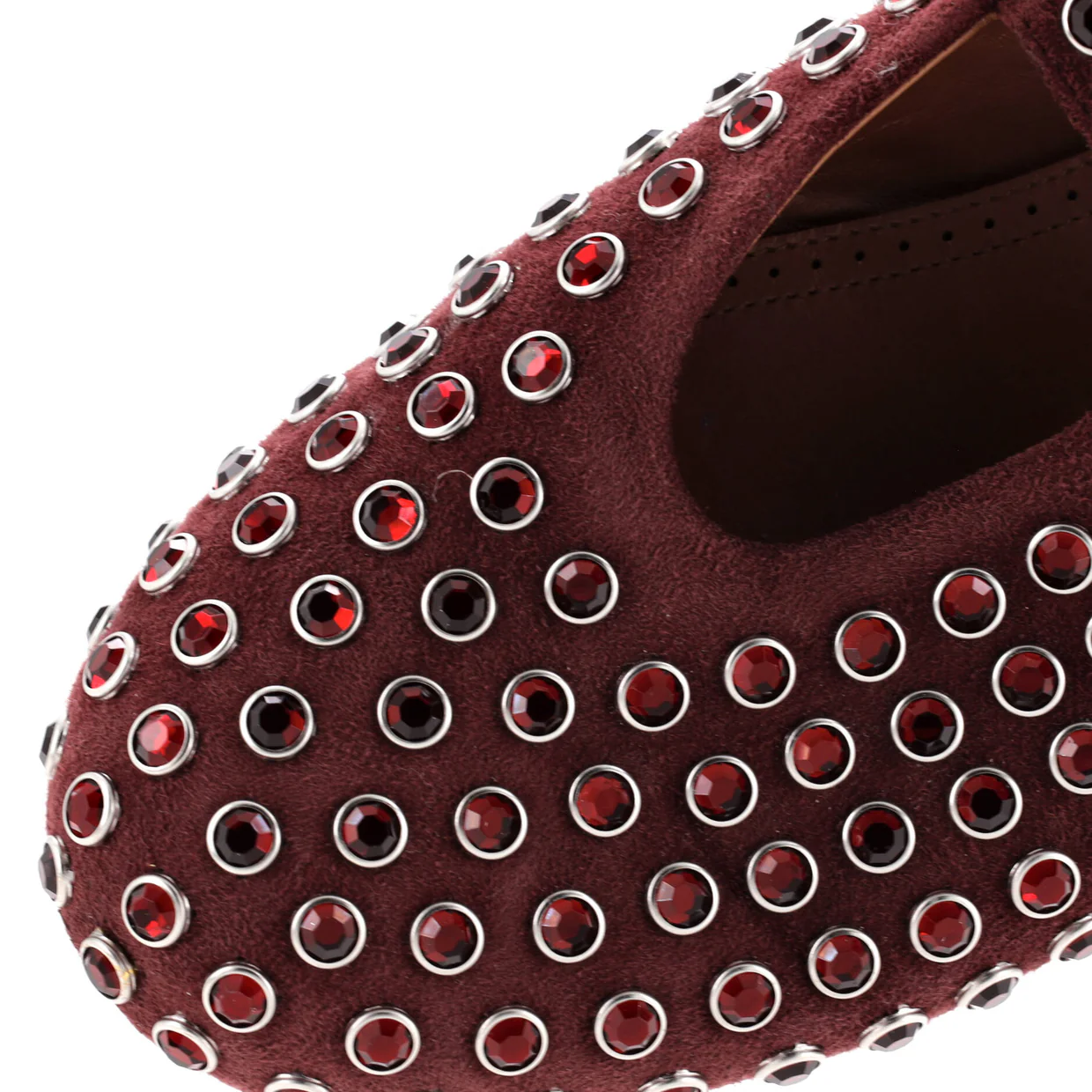Women's Buckle Ballerina Flats Leather with Crystals - Deep Luxury