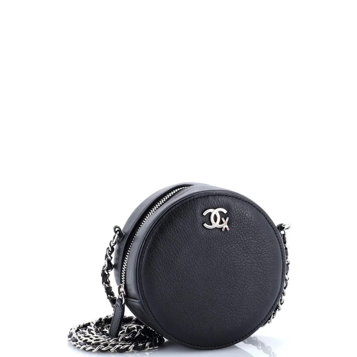 CC Ski Round Clutch with Chain Goatskin Mini - Deep Luxury