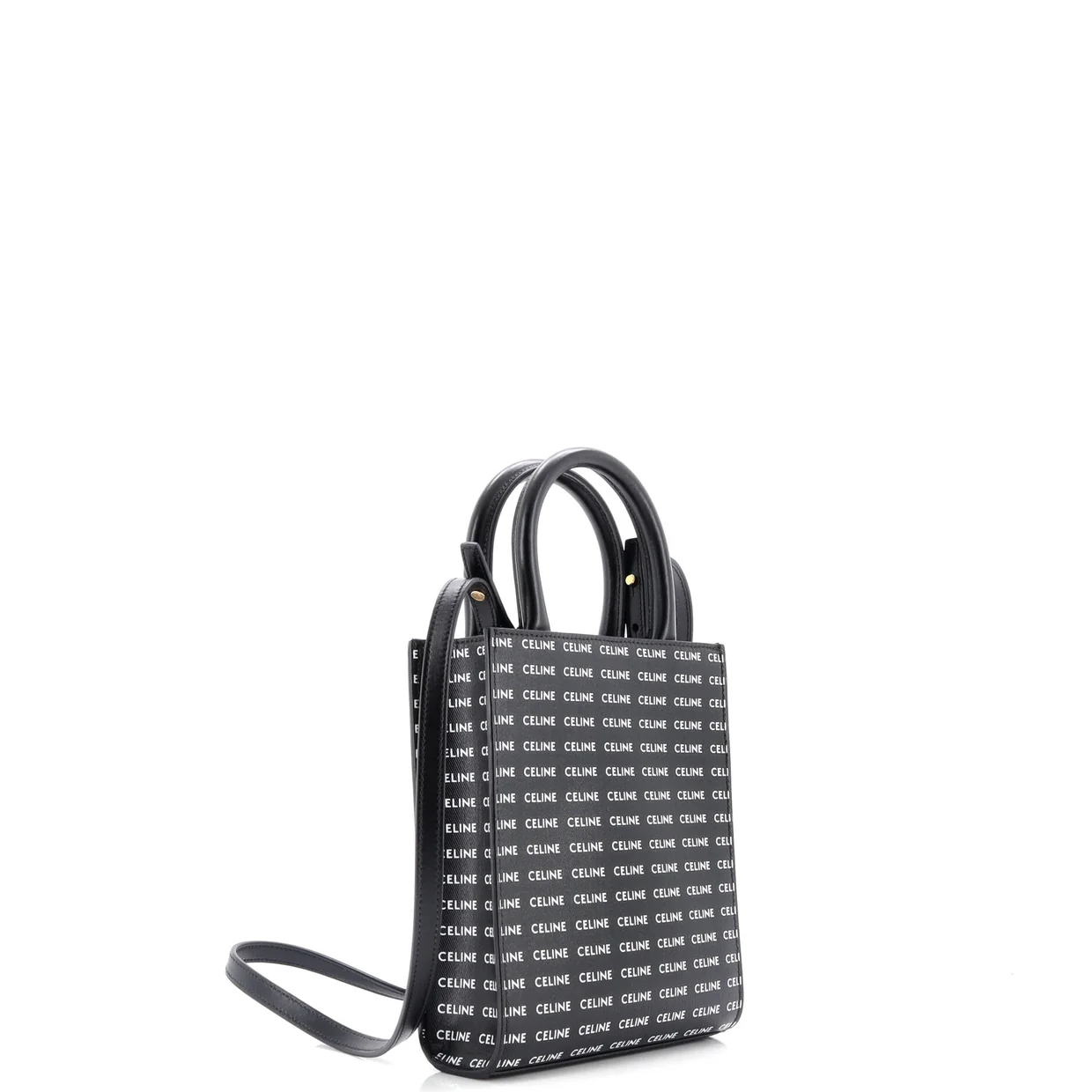 Vertical Cabas Tote All Over Logo Print Leather Mini - Deep Luxury