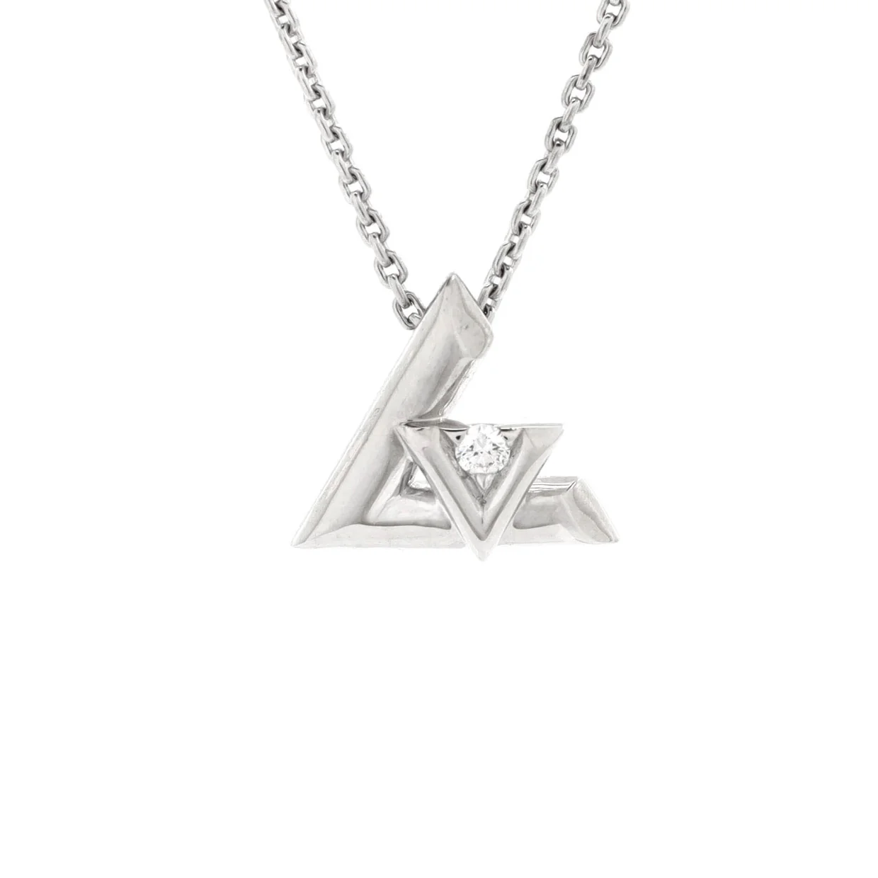 LV Volt One Pendant Necklace 18K White Gold with Diamond Small - Deep Luxury