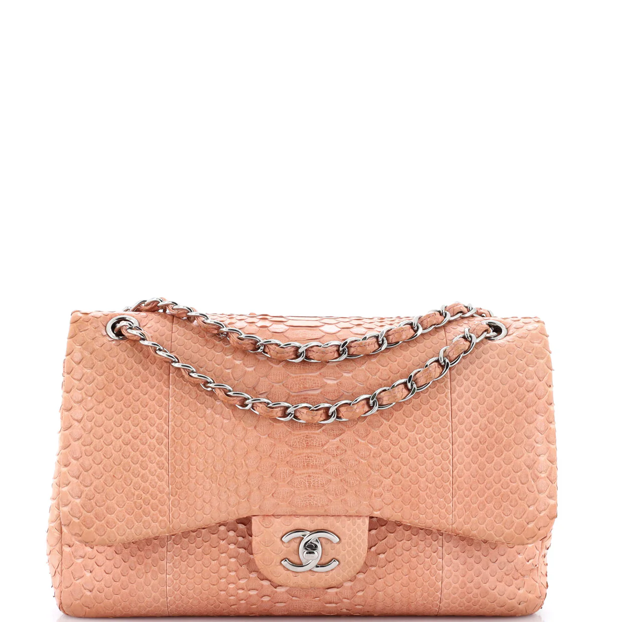 Classic Double Flap Bag Matte Python Jumbo - Deep Luxury