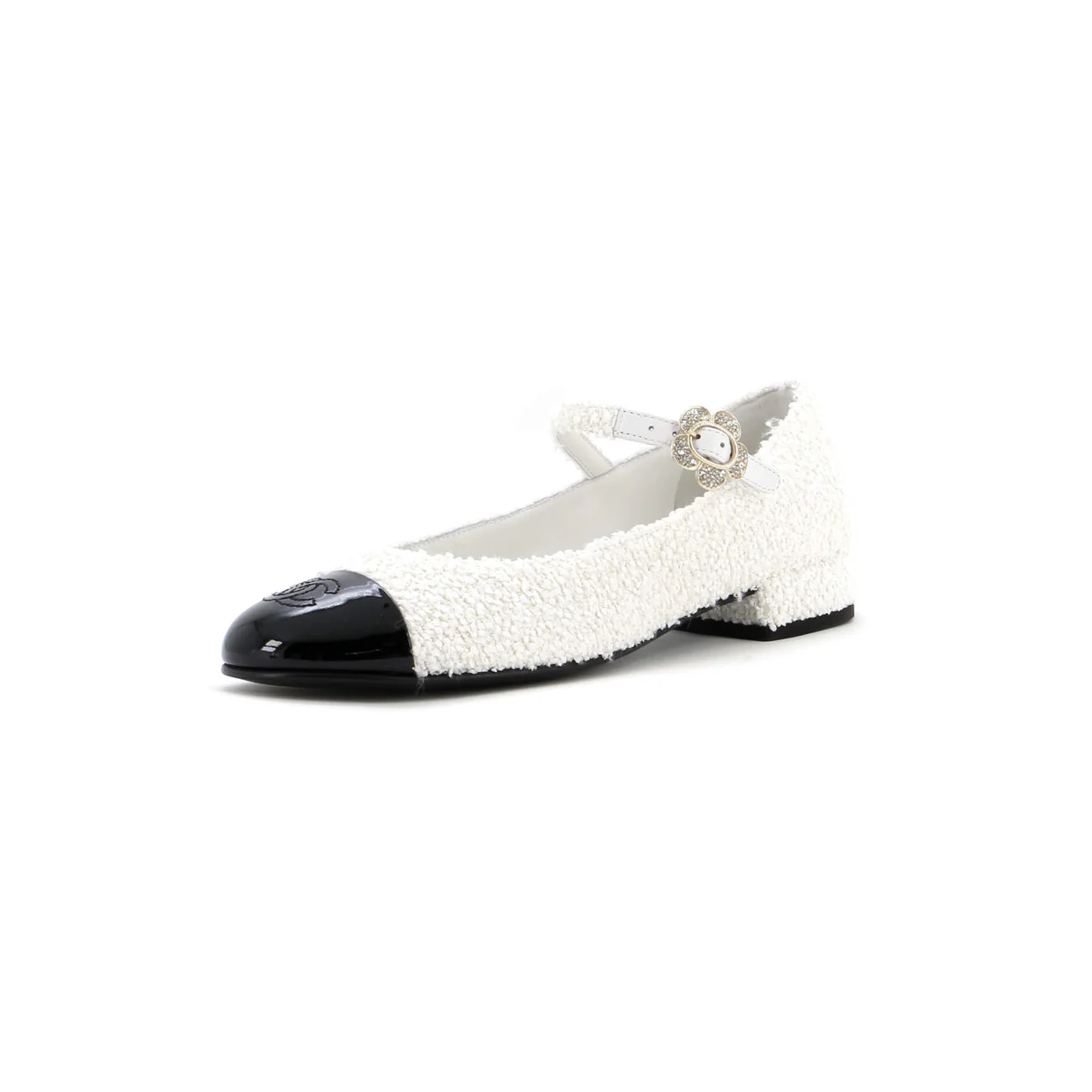Women's Crystal Flower Cap Toe Mary Jane Flats Tweed - Deep Luxury