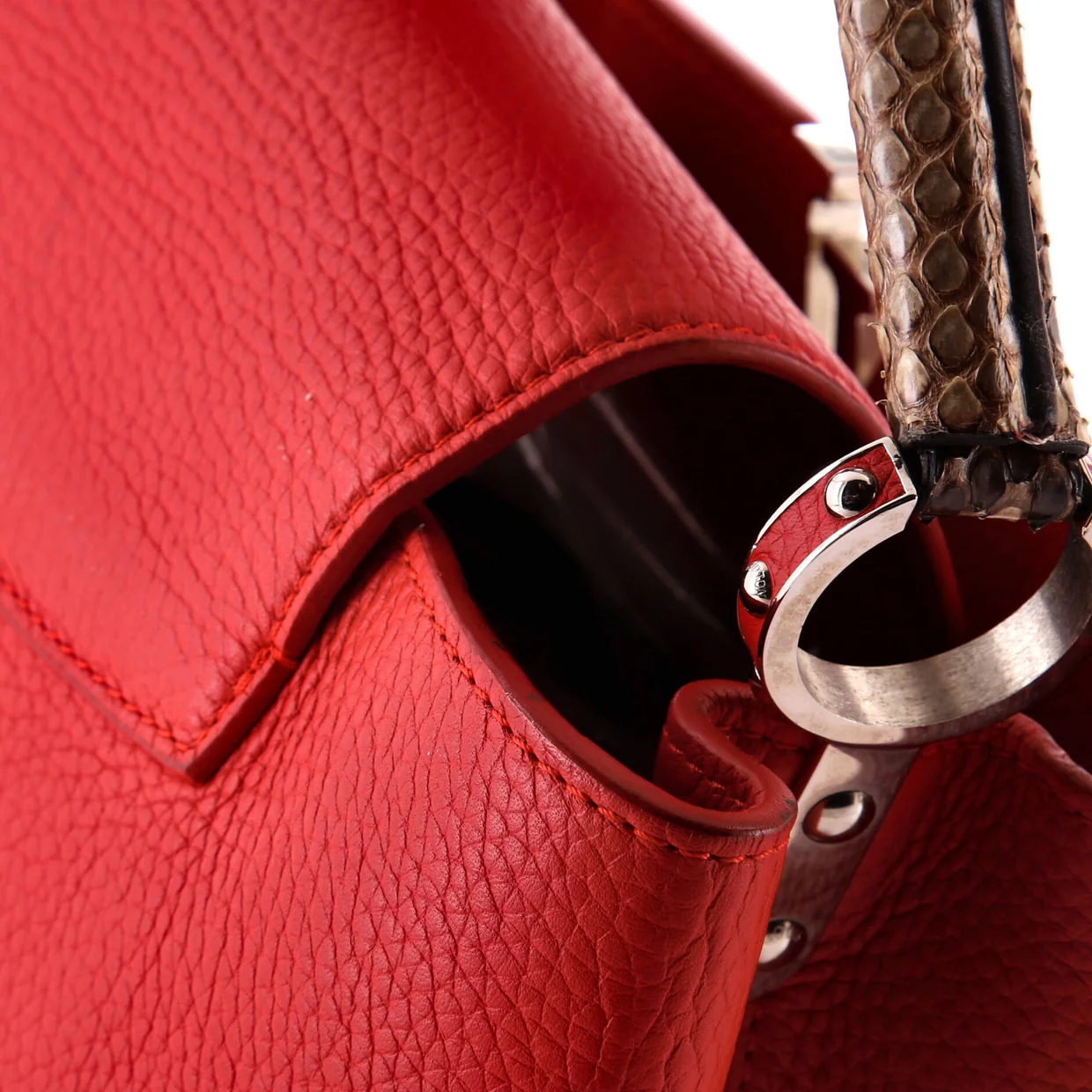 Capucines Bag Leather with Python PM - Deep Luxury