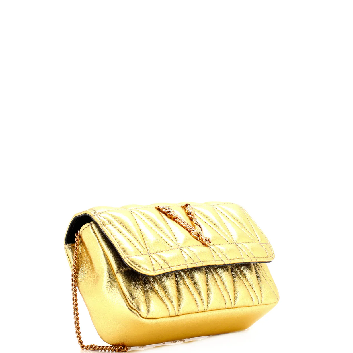 Virtus Chain Flap Shoulder Bag Quilted Leather Mini - Deep Luxury