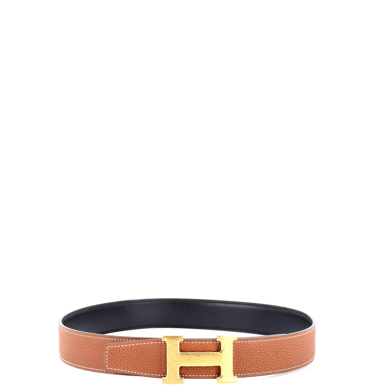 Constance Martelee H Reversible Belt Leather with Hammered Hardware Medium 80 - Deep Luxury