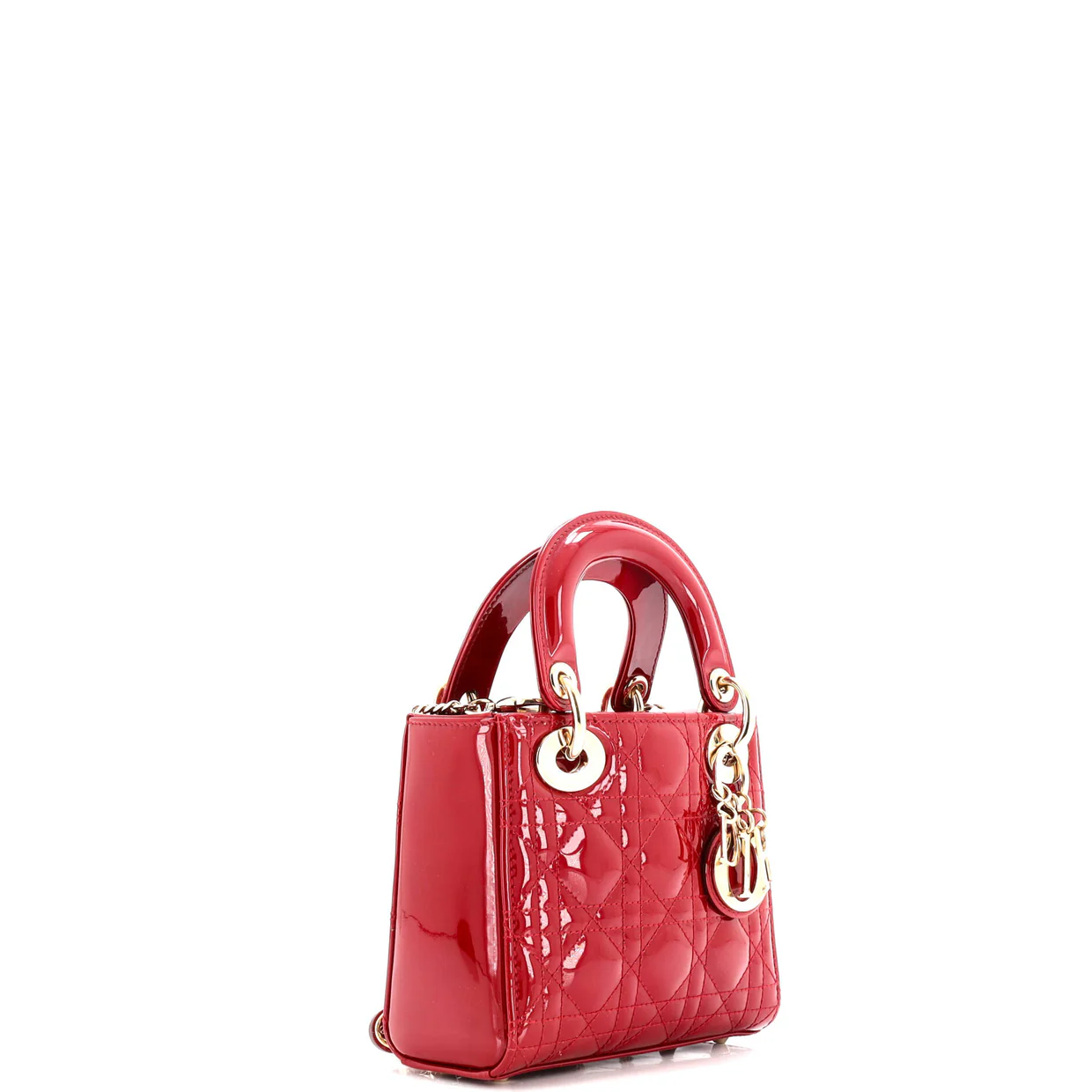 Lady Dior Chain Bag Cannage Quilt Patent Mini - Deep Luxury