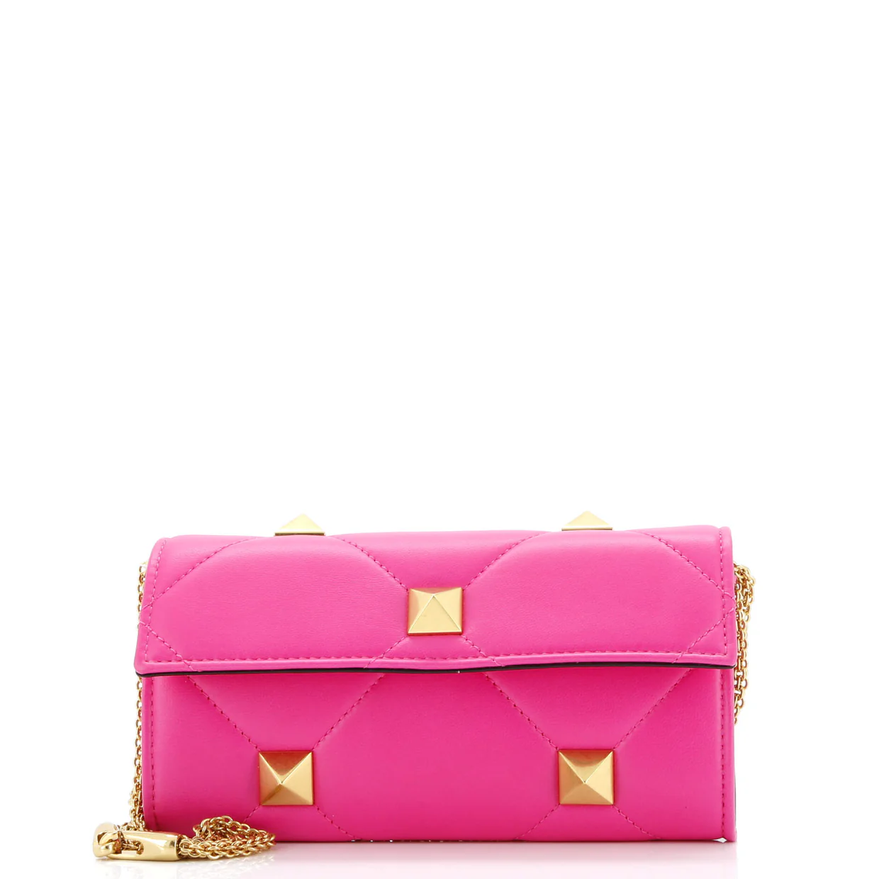 Roman Stud Wallet on Chain Quilted Leather - Deep Luxury