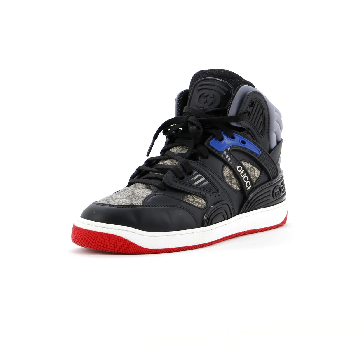 Men's Gucci Basket High-Top Sneakers GG Coated Canvas and Demetra - Deep Luxury
