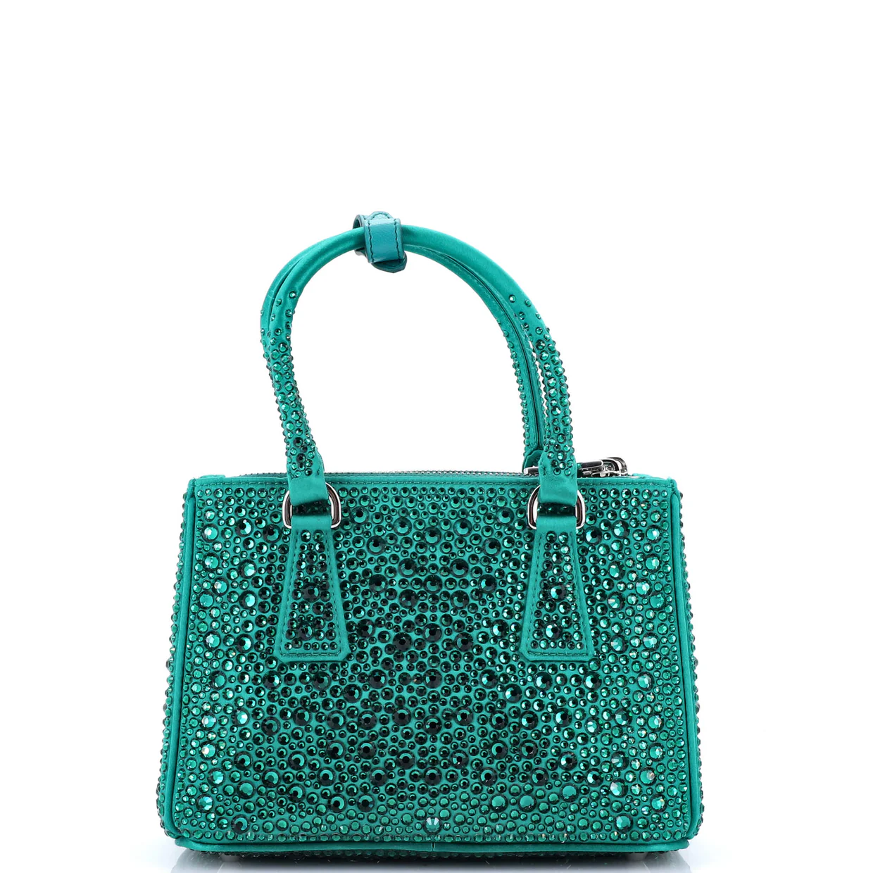 Galleria Double Zip Tote Crystal Embellished Satin Mini - Deep Luxury