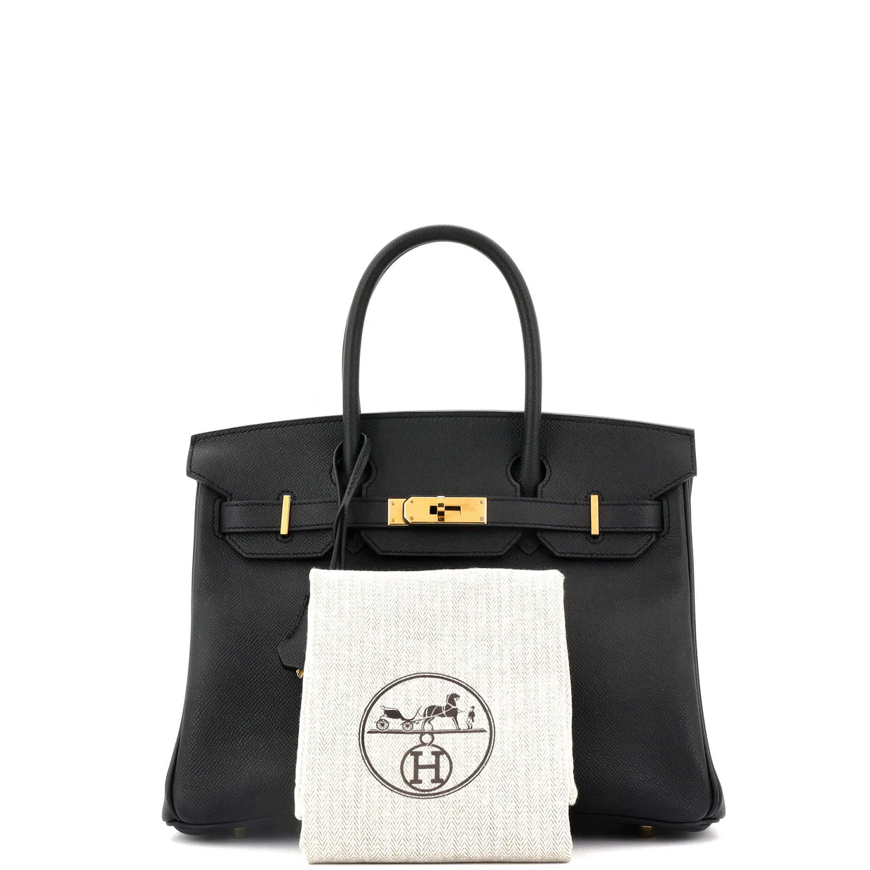 Birkin Handbag Noir Epsom with Gold Hardware 30 - Deep Luxury