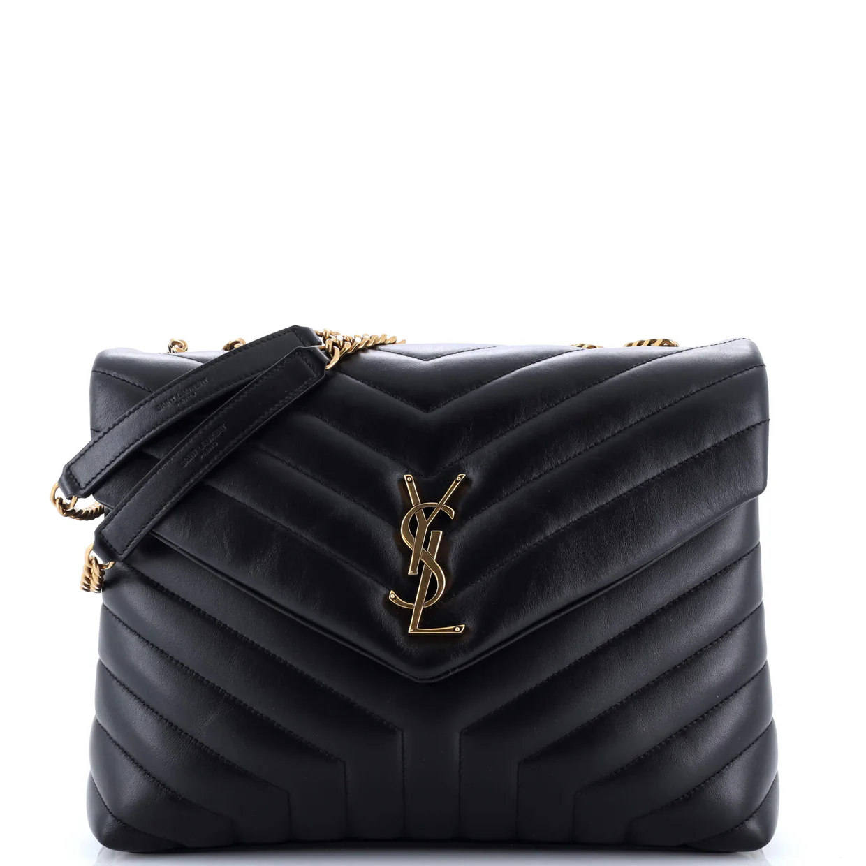 Loulou Shoulder Bag Matelasse Chevron Leather Medium - Deep Luxury